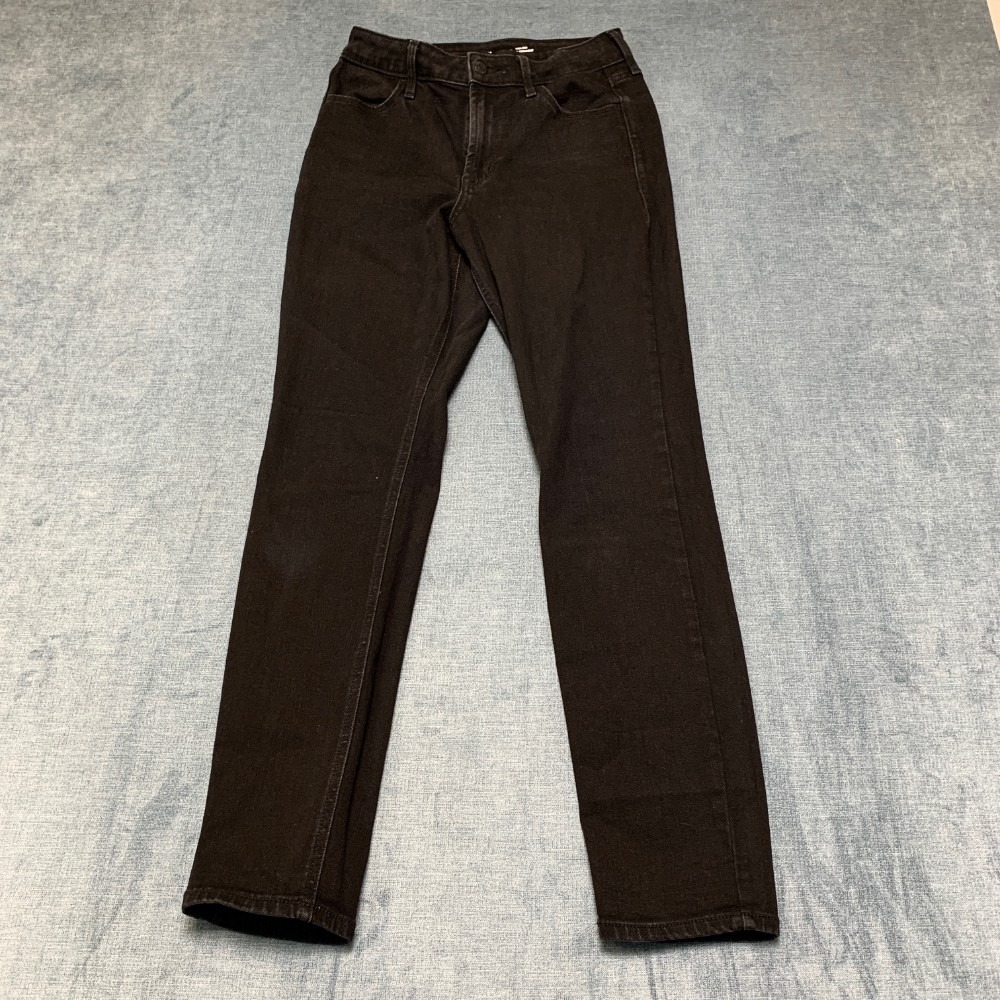 Old Navy Wow Straight Leg Ankle Jeans Women 4 30x28 Black Denim Cotton High Rise